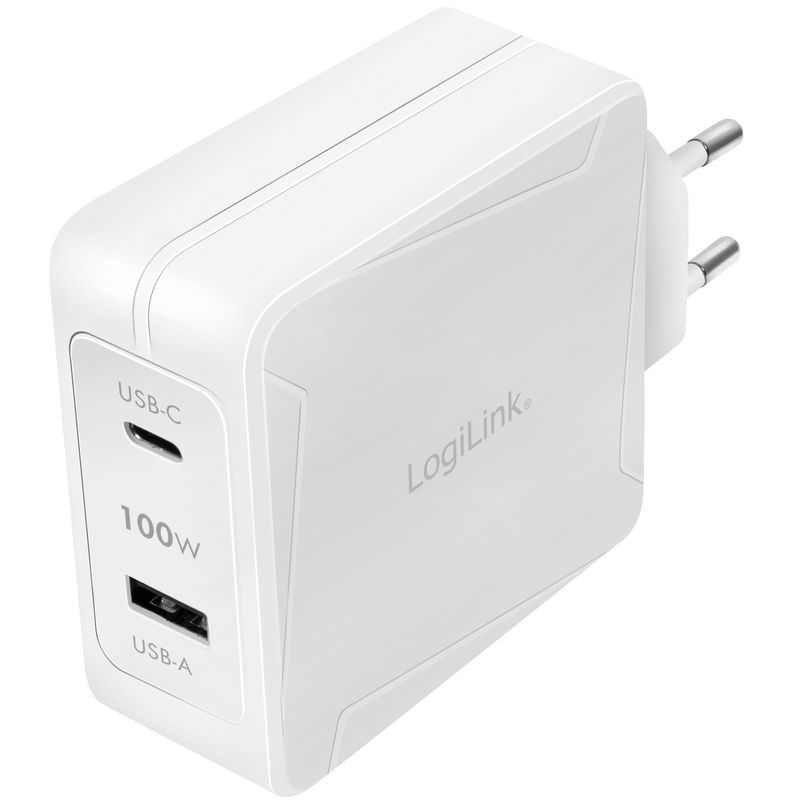USB-laddare 1 x USB-C PD 1 x USB-A 100W GaN