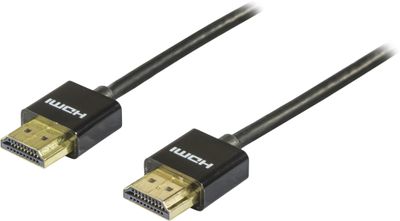 Tunn HDMI kabel 0,5m, HDMI High Speed with Ethernet, svart