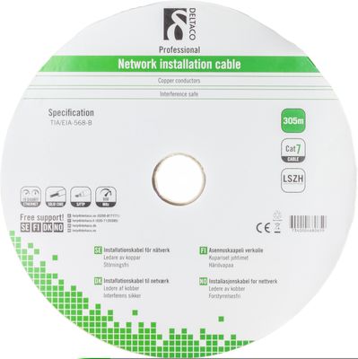 DELTACO S/FTP installationskabel Cat7, LSZH, 305m, vit