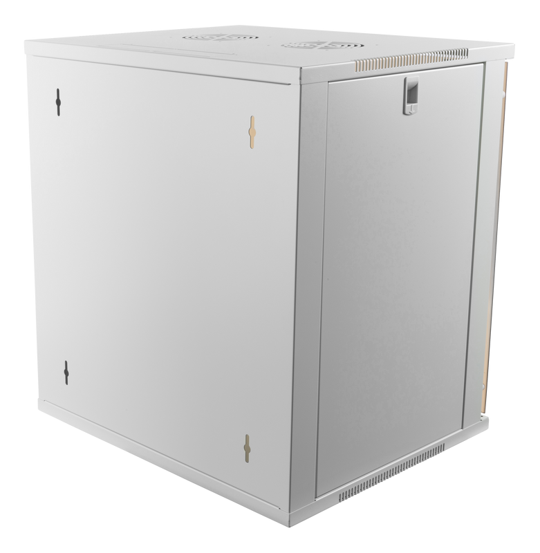 DELTACO 19" Cabinet, 12U, 540x450mm, floor standing or wall mounted, glass door, white.
