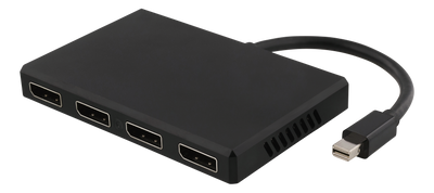 MiniDisplayPort - 4xDisplayPort MST-hubb, 3840x2160 i 60Hz, svart