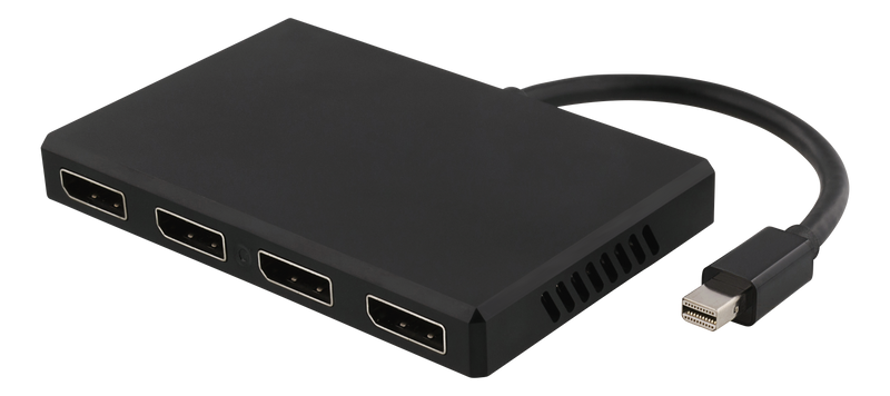 MiniDisplayPort - 4xDisplayPort MST-hubb, 3840x2160 i 60Hz, svart