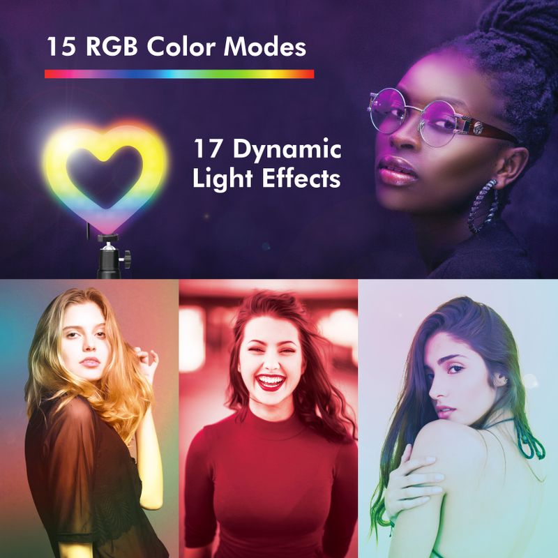 Ring light Hjärtform RGB med bordsstativ