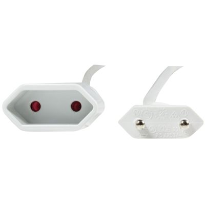 Förlängningskabel Ojordad Euro Vit 3m