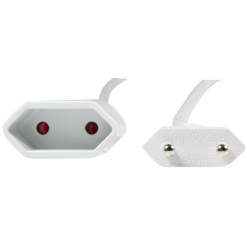 Förlängningskabel Ojordad Euro Vit 3m