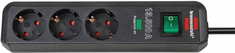 Grenuttag 2m, 3xCEE 7/4 uttag, 1xCEE 7/7, svart