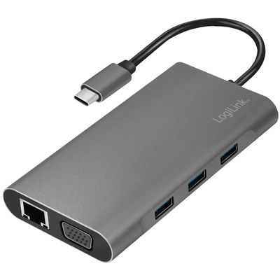 USB-C-docka 10-i-1 HDMI/VGA/RJ45/SD m.m. 100W