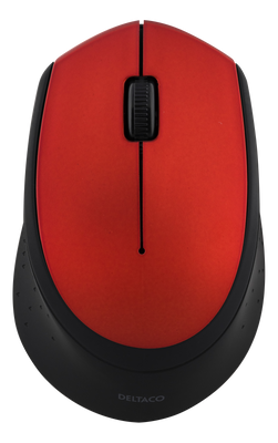 DELTACO trådlös optisk mus 2,4GHz, 3 knappar med scroll, 1200 DPI, röd