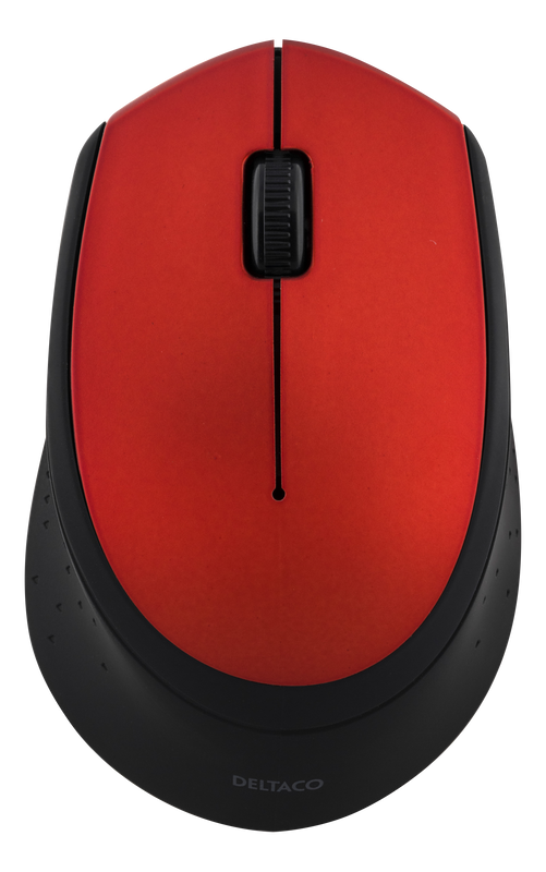 DELTACO trådlös optisk mus 2,4GHz, 3 knappar med scroll, 1200 DPI, röd