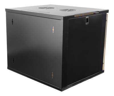 DELTACO 19" cabinet, 9U, 540x450mm, standing or wall-mounted, glass door, black.