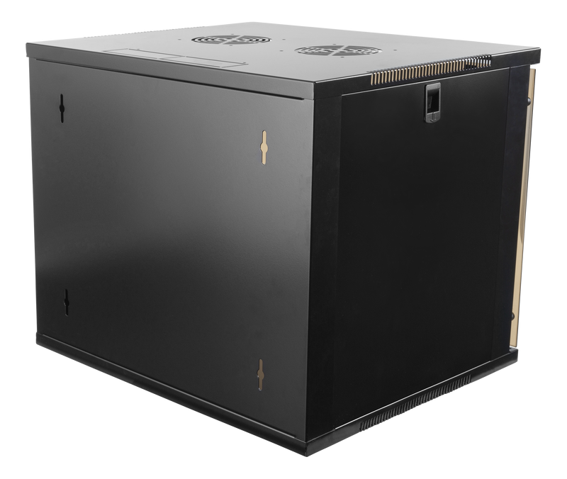 DELTACO 19" cabinet, 9U, 540x450mm, standing or wall-mounted, glass door, black.