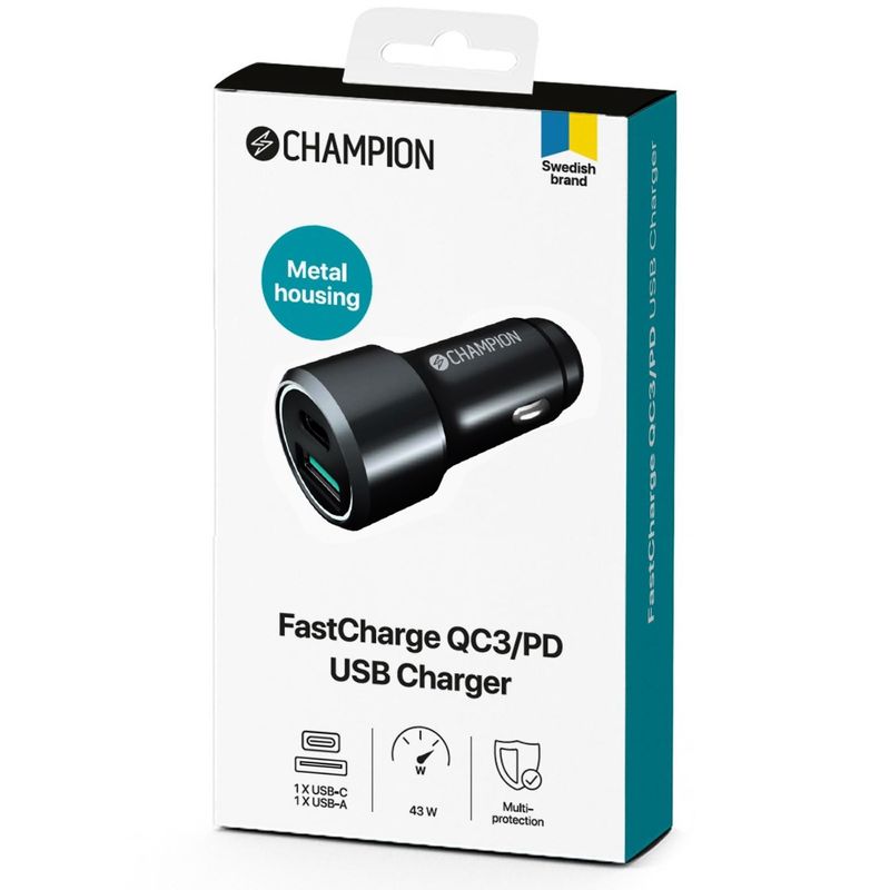 FastCharge QC/PD USB Laddare Duo 43W