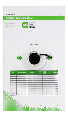 DELTACO U/UTP Cat6 installationskabel, för utomhusbruk, 305m, svart