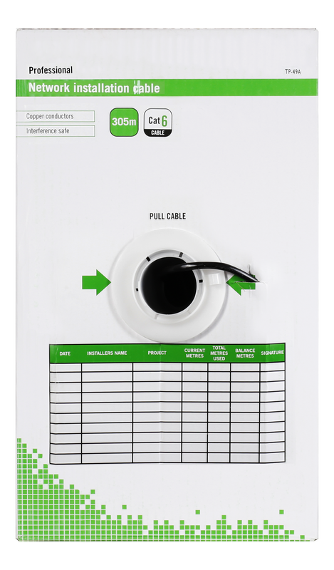 DELTACO U/UTP Cat6 installationskabel, för utomhusbruk, 305m, svart