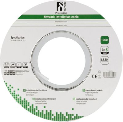 DELTACO LSZH FTP installationskabel, Cat6, 100m, vit
