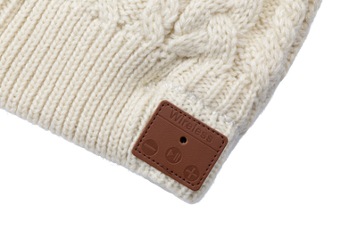 Mössa med inbyggda hörlurar, vit