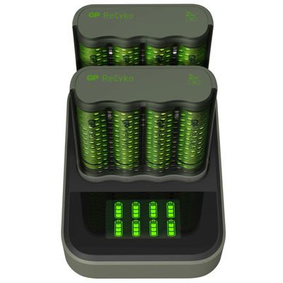 ReCyko 2st M451 Laddare USB docka D851 + 8xAA