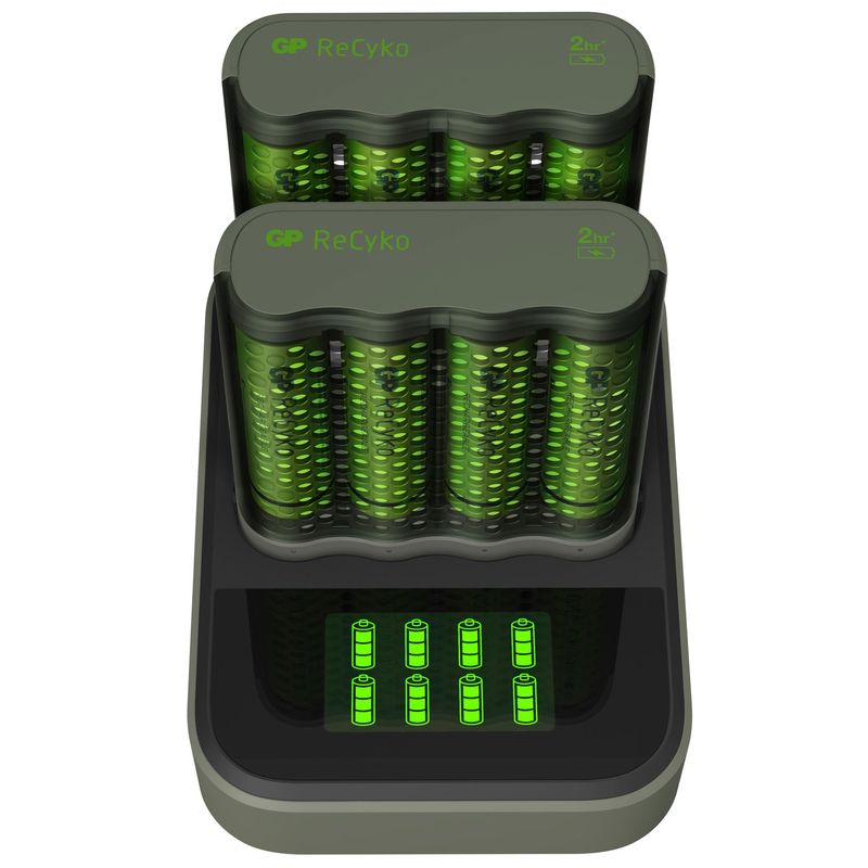 ReCyko 2st M451 Laddare USB docka D851 + 8xAA