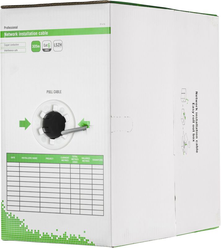 DELTACO LSZH UTP installationskabel, Cat6, 305m, grå