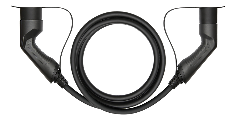 e-Charge laddkabel, typ 2 till typ 2, 3 fas, 32A, 22KW, 3m, svart