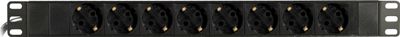 Power strip 3m, 8xCEE 7/4, 1xCEE 7/7, child protection, black.