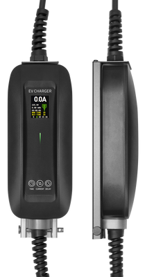 e-Charge laddkabel, Schuko till typ 2, 1fas, 6-16A, 4+1, 5m, svart