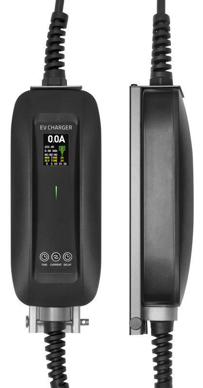 e-Charge laddkabel, Schuko till typ 2, 1fas, 6-16A, 4+1, 5m, svart