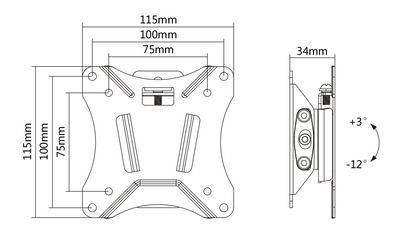 DELTACO Office, tilt wall, 13"-27", 25kg, 75x75-100x100