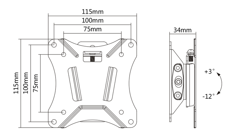 DELTACO Office, tilt wall, 13"-27", 25kg, 75x75-100x100