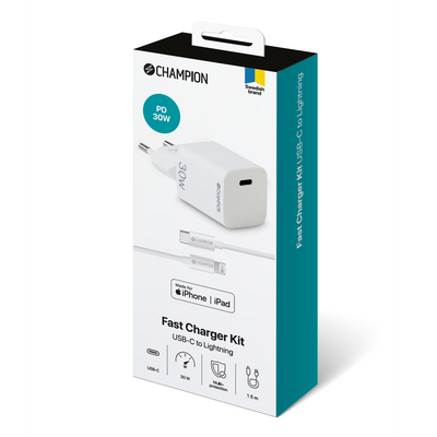 Fast Charger Kit USB-C/Lightning 30W PD Vit