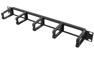 DELTACO 19" Kabelpanel, 1U, 5 fästen, kabelhantering, svart