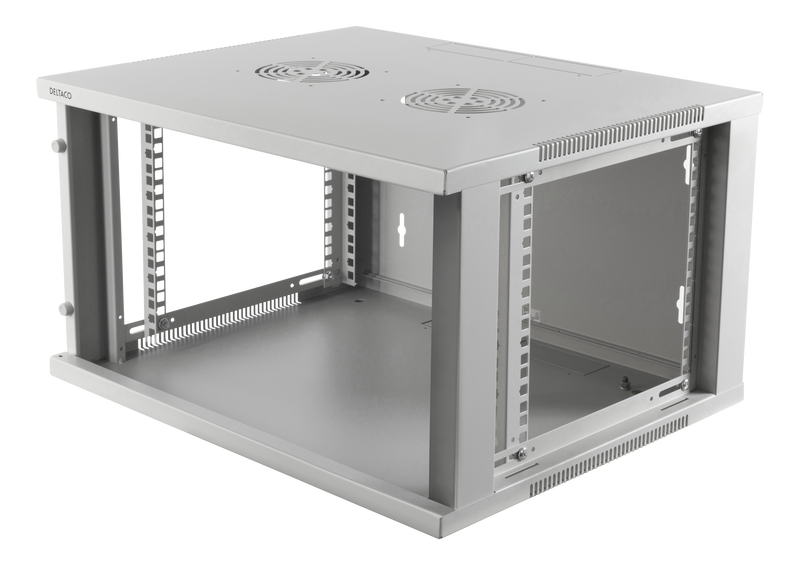 DELTACO 19" cabinet, 6U, 540x450mm, standing or wall-mounted, glass door, white.