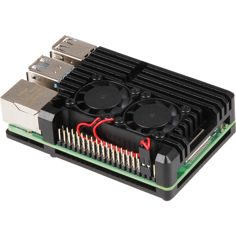 Aluminium Heatsink Case for Raspberry Pi 4  with dual fans - Joy-IT