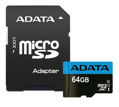 ADATA microSDXC - 64GB - UHS-I Class 10 A1 ink adapter