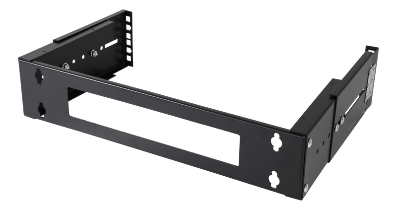 DELTACO 19" wall mount rack with adjustable depth, 2U, 15kg load capacity, steel.