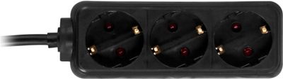 Power strip 5m with 3 CEE 7/4 sockets and 1 CEE 7/7 socket, black.