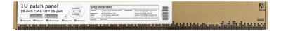 DELTACO 19" patchpanel, 16xRJ45, Cat6, UTP, 1U, 10Gbps, svart