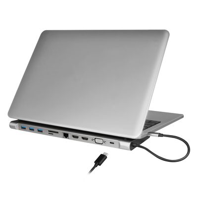 USB-C-docka 11-i-1 HDMI/VGA/RJ45/USB-C 100W