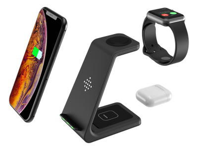 3-i-1 trådlös laddare