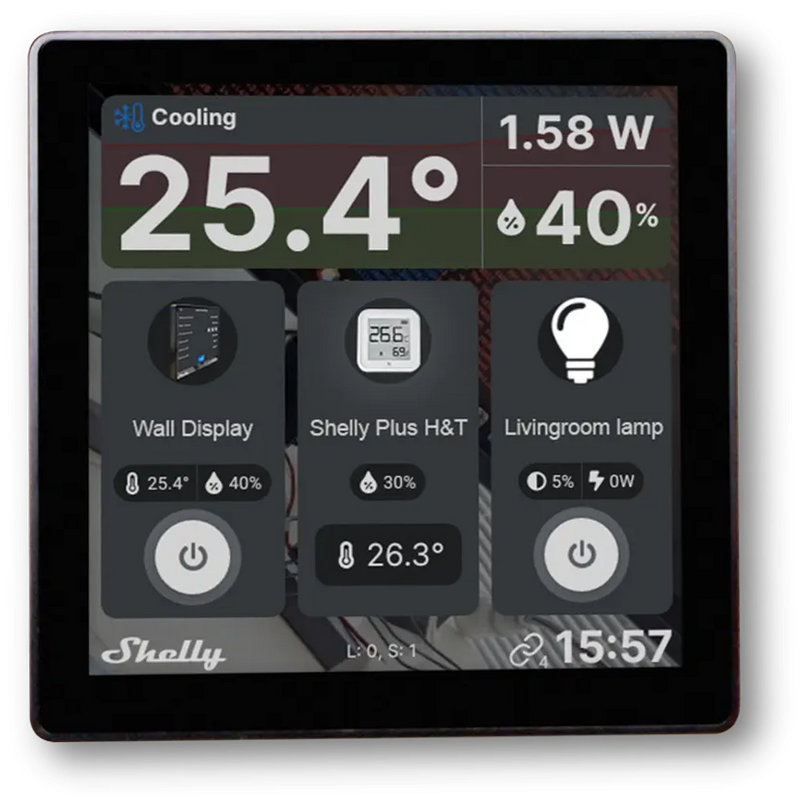 Shelly Wall Display + Smart Humidity & Temperature Sensor