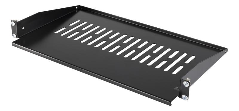 DELTACO 19" Fast Shelf, 1U, SPCC, ventilation holes, black