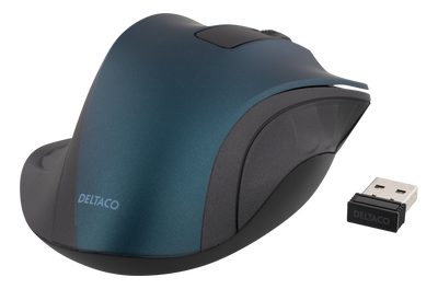 DELTACO trådlös optisk mus 2,4GHz, 3 knappar med scroll, blå