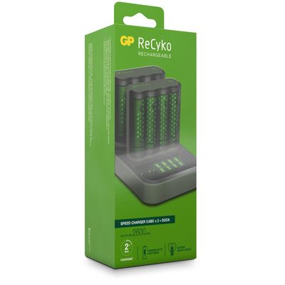 ReCyko 2st M451 Laddare USB docka D851 + 8xAA