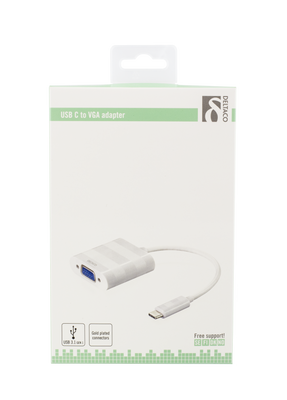 DELTACO USB 3.1 till VGA adapter, Typ C ha - VGA ho, 1080p, vit