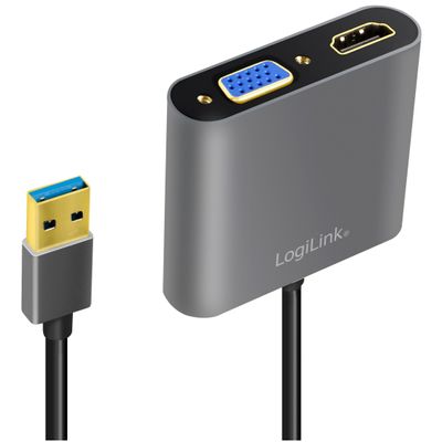 USB-A 3.0 -> HDMI-Hona + VGA-Hona Adapter