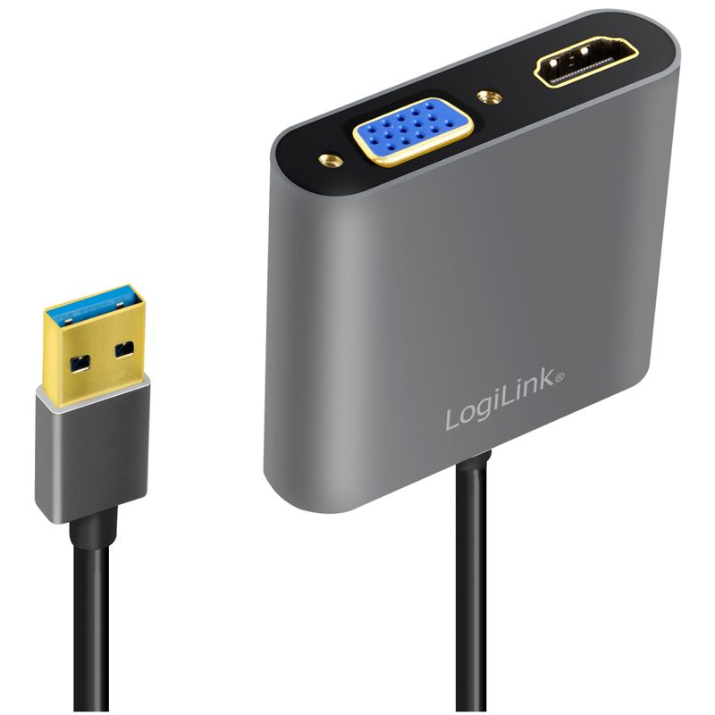 USB-A 3.0 -> HDMI-Hona + VGA-Hona Adapter