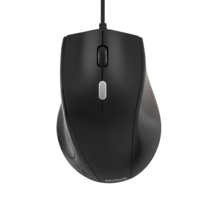 DELTACO optisk mus, 4 knappar med scroll, USB, svart