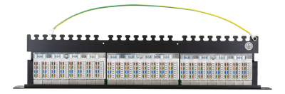 DELTACO 19" patchpanel, 24xRJ45, Cat6a, 1U, STP, metall, svart