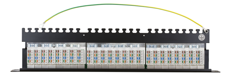 DELTACO 19" patchpanel, 24xRJ45, Cat6a, 1U, STP, metall, svart