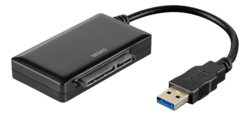 DELTACO USB 3.0 till SATA 6Gb/s adapter, för 2,5/3,5" hdd, svart